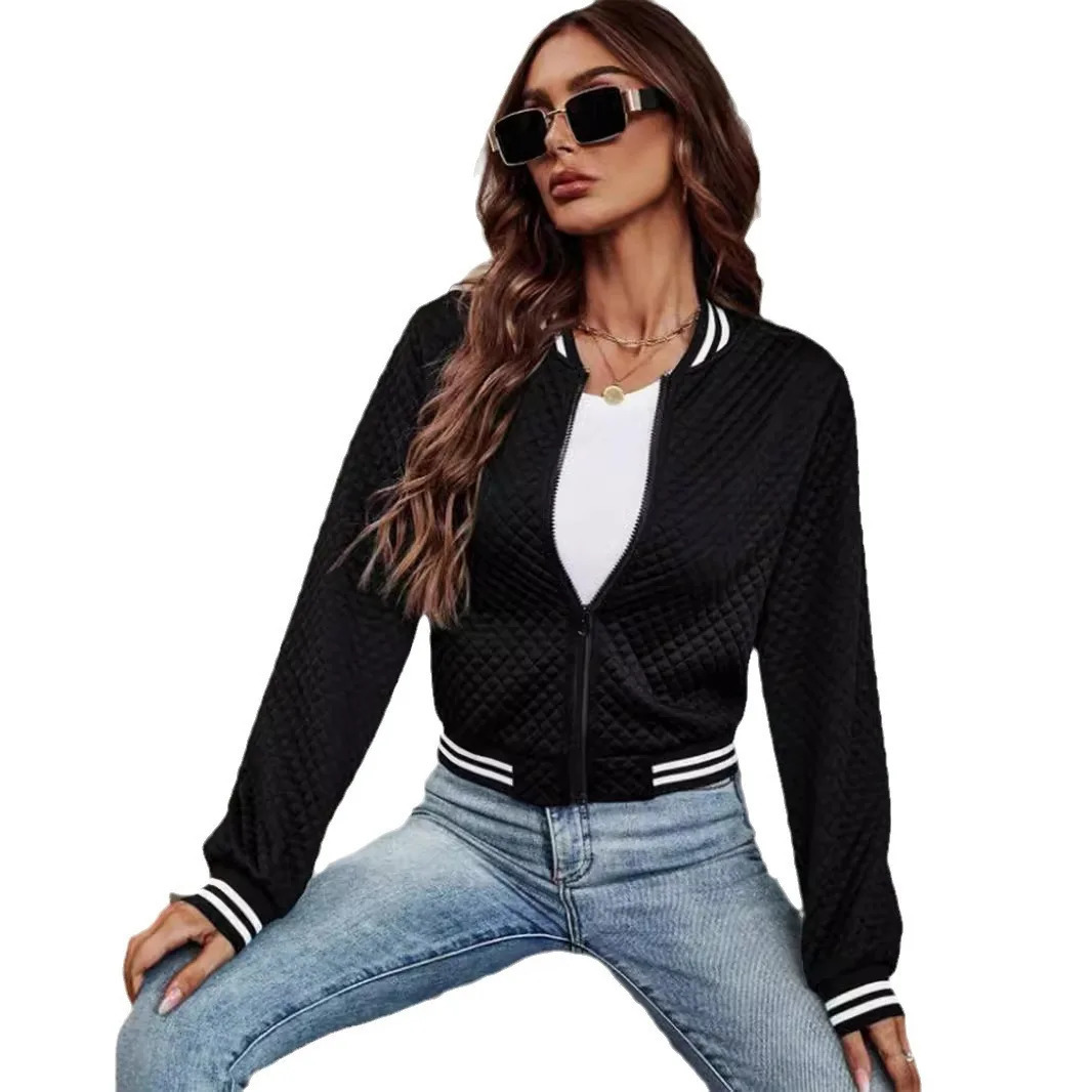 Autumn Cross border Europe and America Foreign Trade Womens Clothing Fashion Zipper Baseball Jacket for Wo 241205