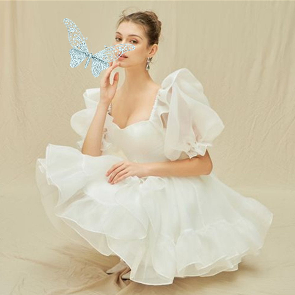 A-Line Short Wedding Party Dresses Off Shoulder Pleats Brides Party Gowns for Women Bridals Dress Customized 05