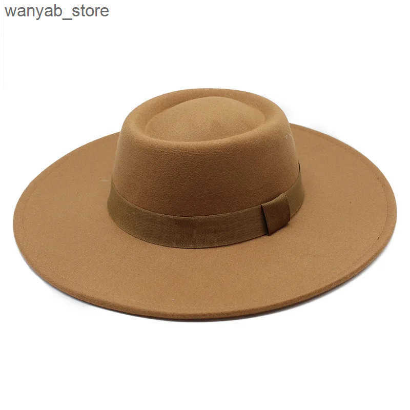 Cloches Fedoras Bowler Black Fashion Autumn Winter felt Panama Church Beach Wedding Picture Warm Fashion Pink L240910