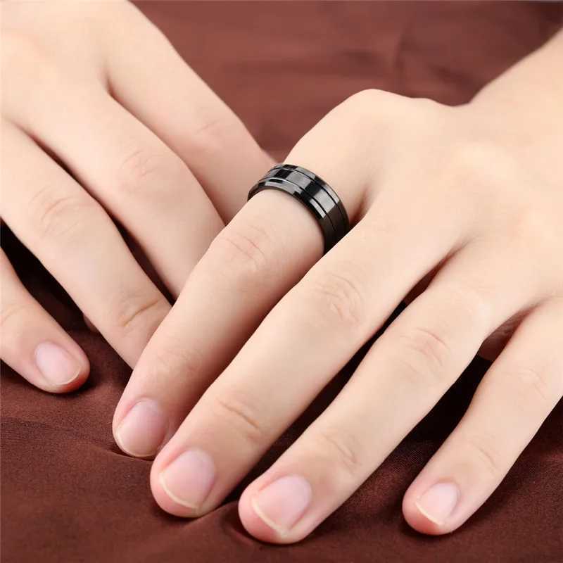 Fashion black stainless steel ring mens punk retro mens ring jewelry fashion mens large ring wholesale W241205