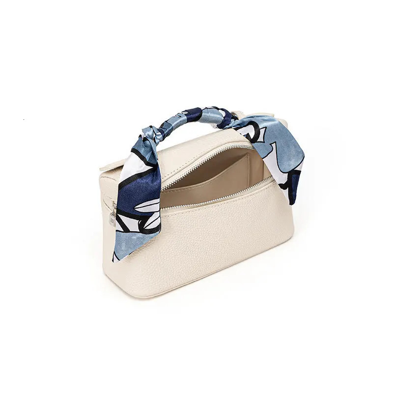 Female LP Leather Handbag Gentle Temperament White Small With Cowhide Top Layer Single Shoulder Crossbody Square Bag Bags 241204