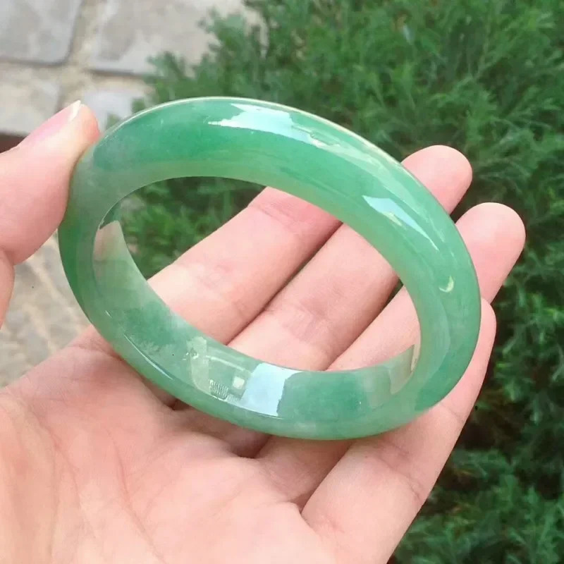 Natural jadeite bracelet ice glutinous seed dark green floating light sunny green jade bracelet jade bangle high quality 241204