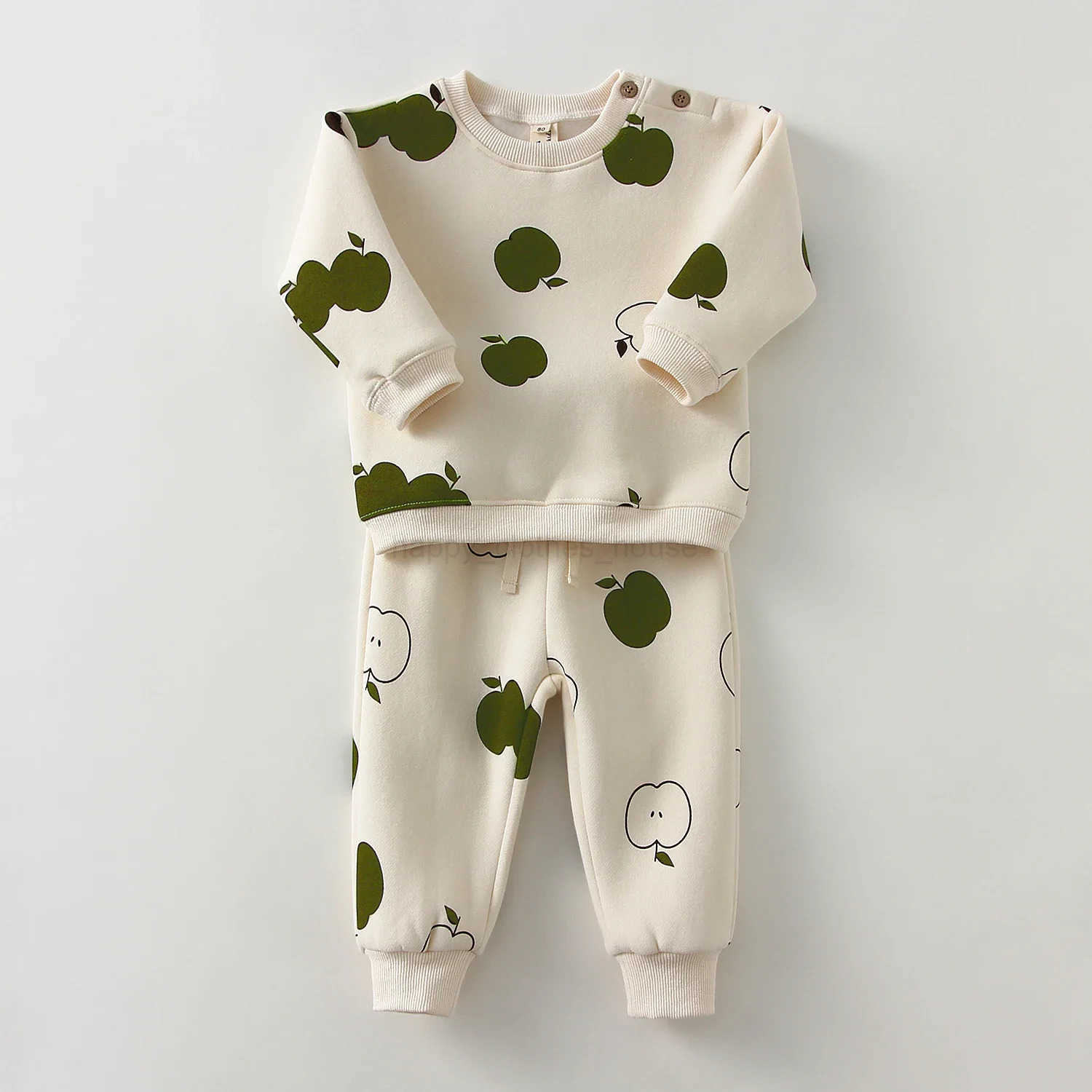 Thicken Printed Baby Outfits Autumn Winter Fleece Sweatshirt Top + Pants 2Pcs Toddler Boys Girl Clothes SetsXJ241205