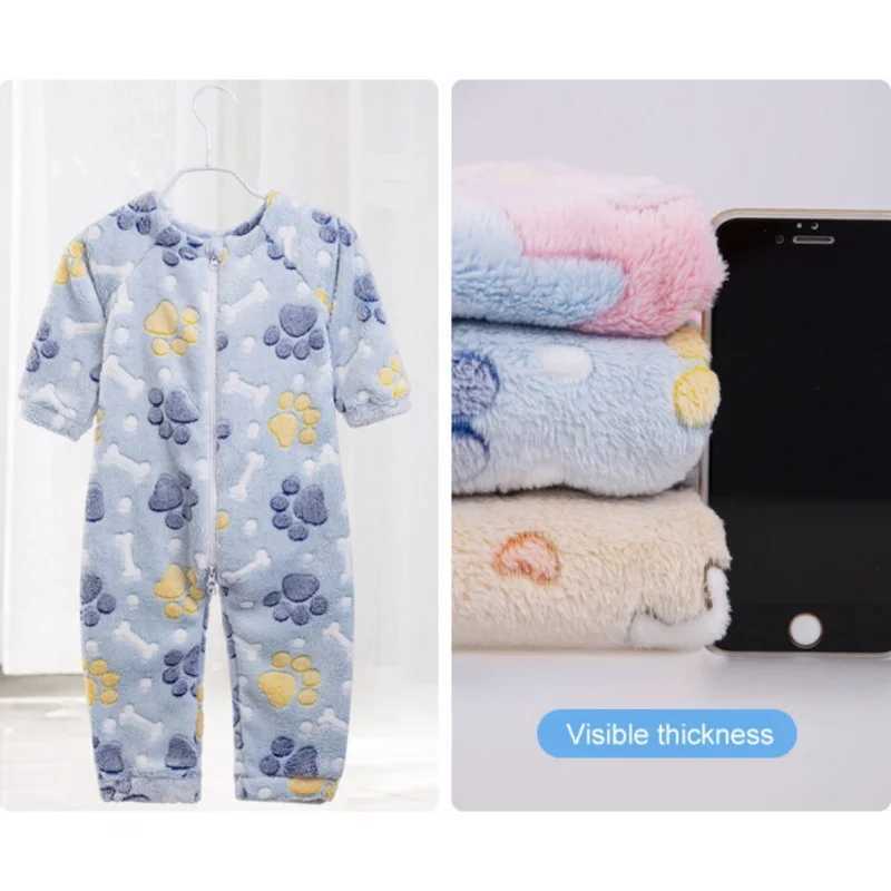 Pajamas Children Plush Pajama Boy Girl Winter Flannel Childrens Pajamas Sleeping Bags Kids Cartoon Coral Fleece Warm Jumpsuits Homewear H241205