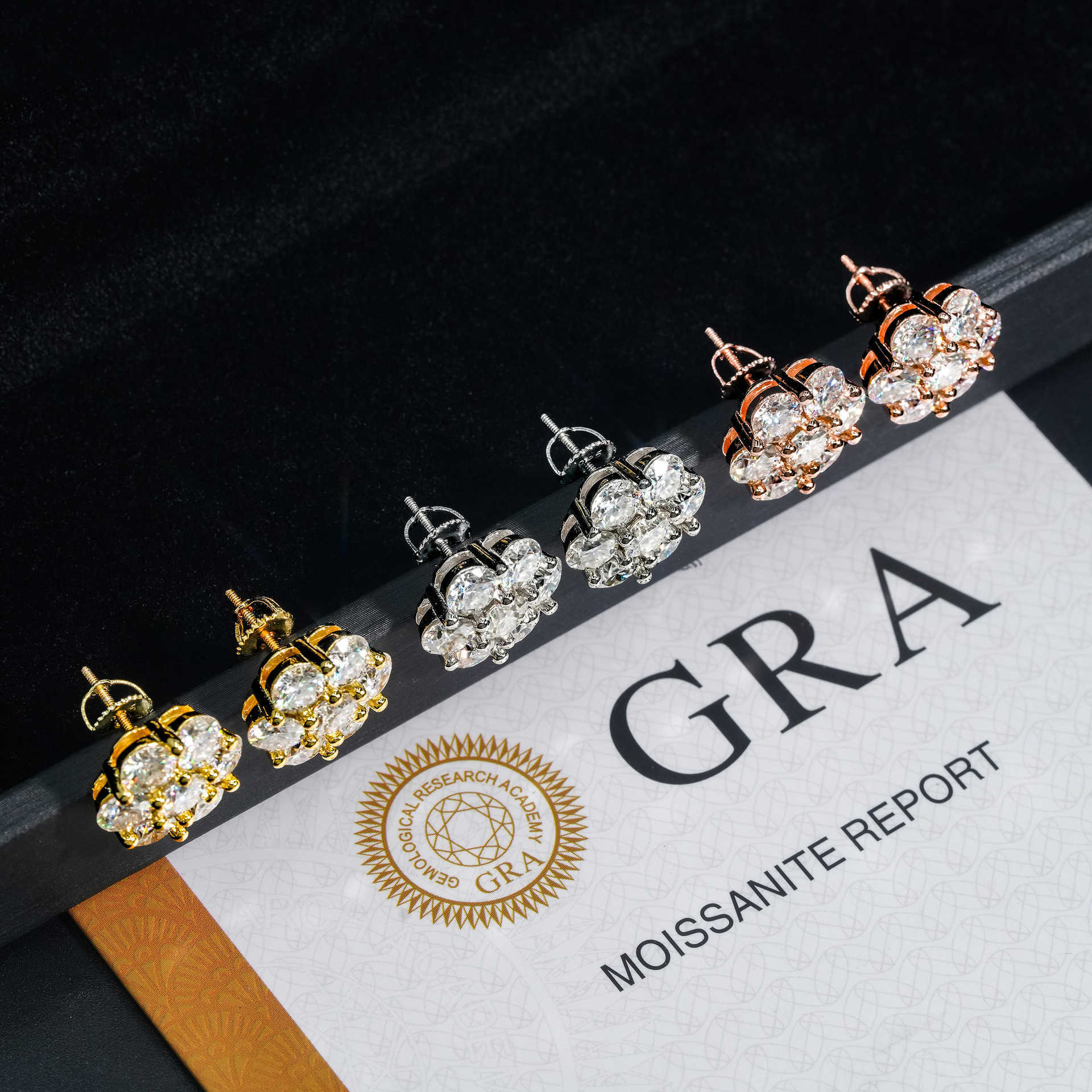 New S sier 5.0mm moissanite full flower studded hip-hop minimalist and personalized earrings