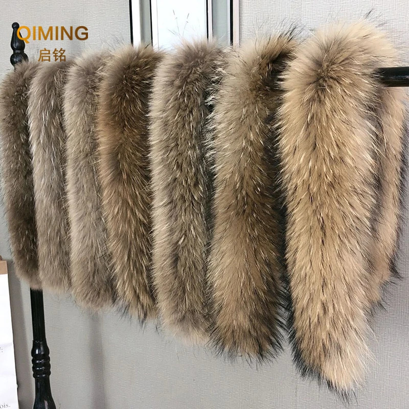 Winter real fur collar raccoon scarf fur collar warm womens fluffy natural fur shawl fur decorative coat cover scarf 241205