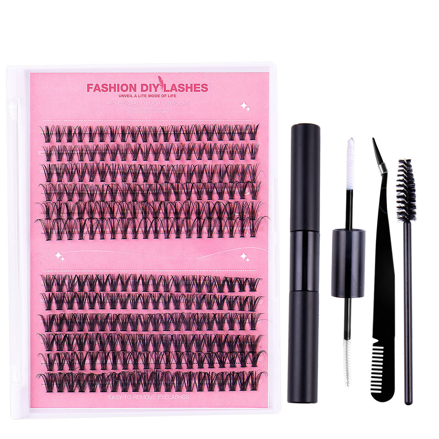 Single cluster DIY false eyelash large capacity 30P+40P eyelash self marrying eyelash glue set 240919