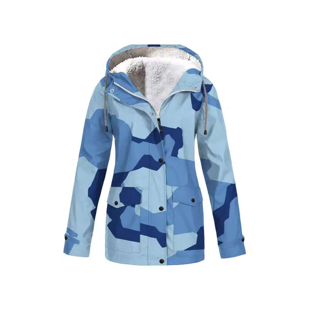 European American hooded camouflage waterproof outdoor jacket for men and women WQKO 2024 new casual versatile fashion clothing