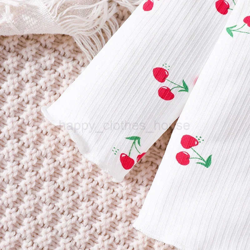 Baby Sets For Kid Newborn Girl 1-18 Months Pyjamas Long Sleeve Pajamas Cherry Print Outfit Toddler Infant Clothing Set For BabyXJ241205