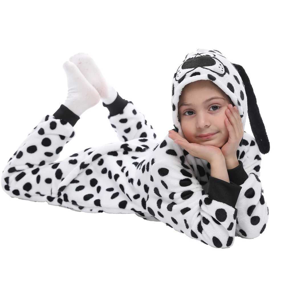 Pajamas 4 6 8 10 12 Years Children Kigurumi Pajamas Cartoon Flannel Panda Dog Jumpsuit Boy Girl Warm Clothes Baby Playsuit Kid Onesie H241205