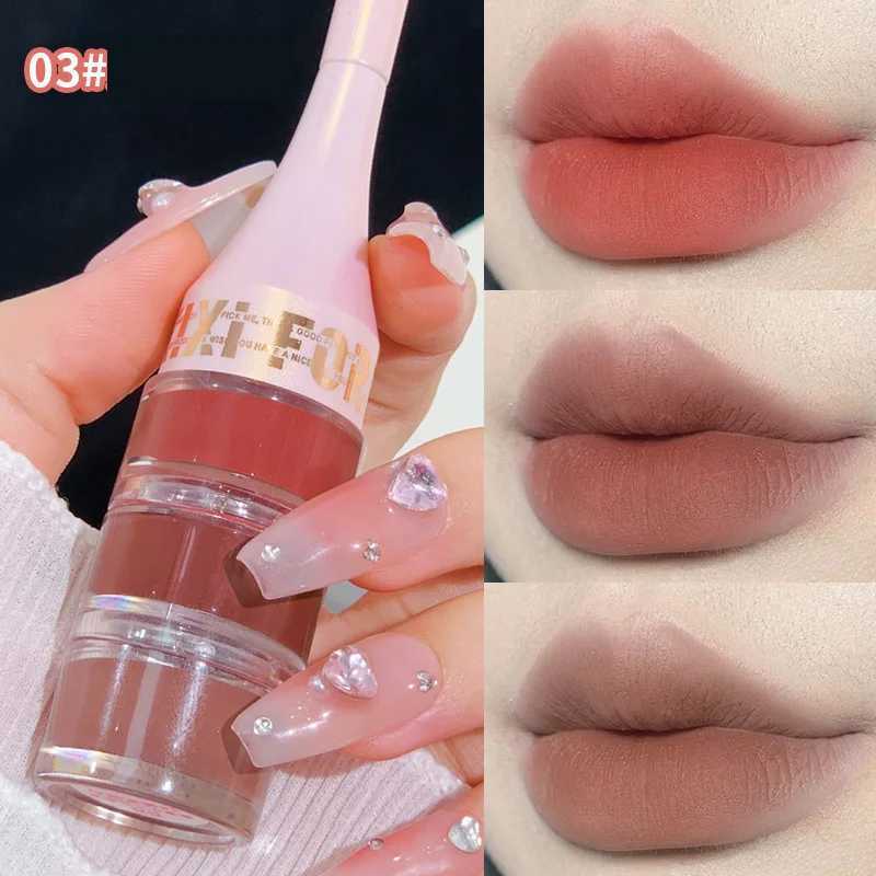 Layered 3 in 1 Lip Mud Velvet Matte Lipstick Long Lasting Rose Red Canned Lip Tint Combo Lip Gloss Kit Makeup Tri-colour LipClayXJ241205
