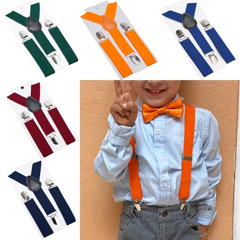 Elastic Kids Suspenders black Fashion Children Boys Braces Girls Adjustable Baby Wedding Ties Accessories 241122