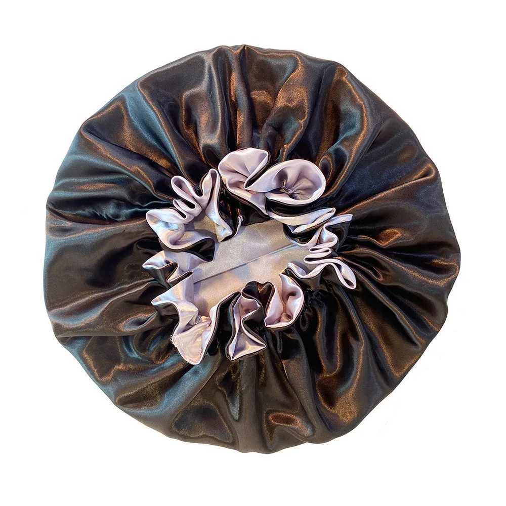 New Solid Color Bonnet Satin Reversible Sleeping C For Women Soft Hair Care Head Wr Cover Night Sleep Hat Chemo CsXJ241205