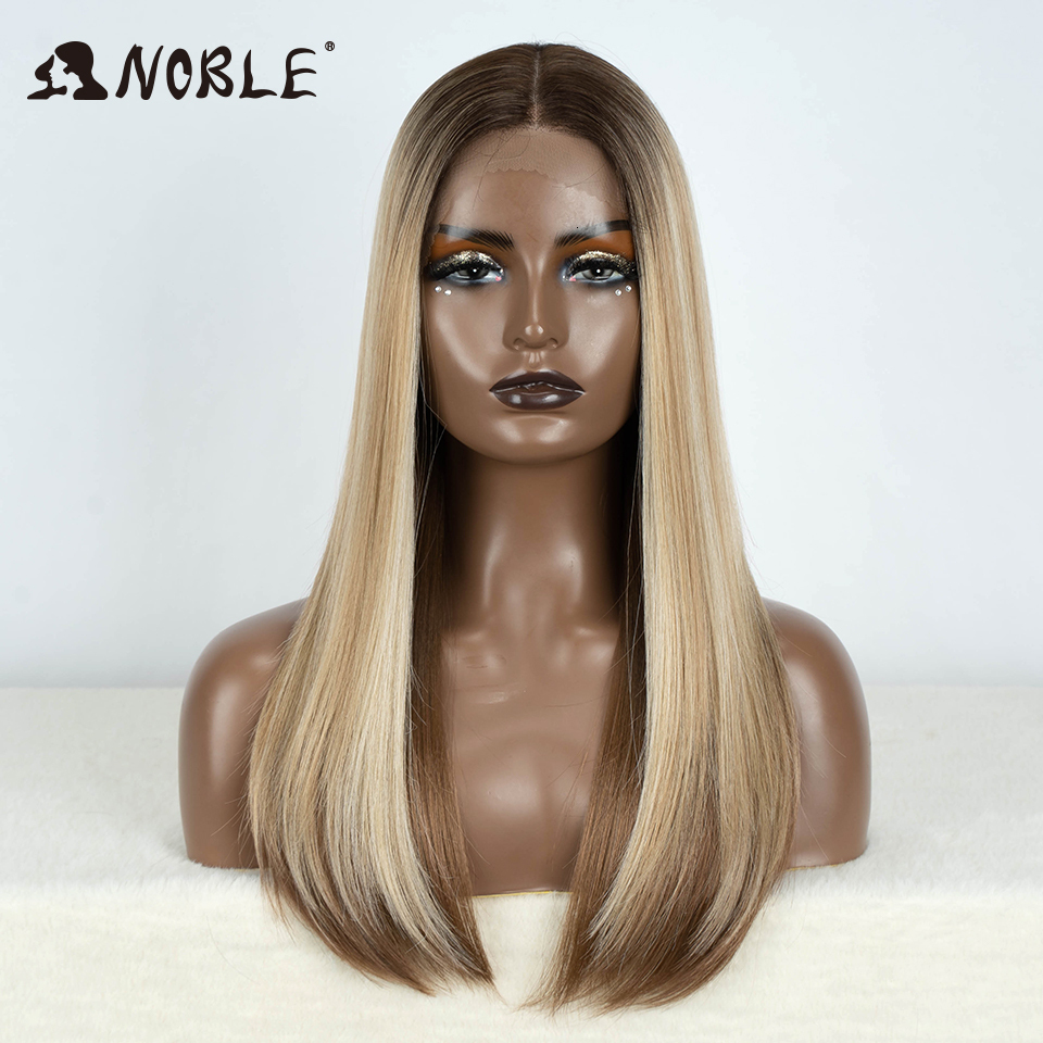 Noble Straight Baby Hair 22"Glueless Bob Cosplay For Women Synthetic Lace Front Wig