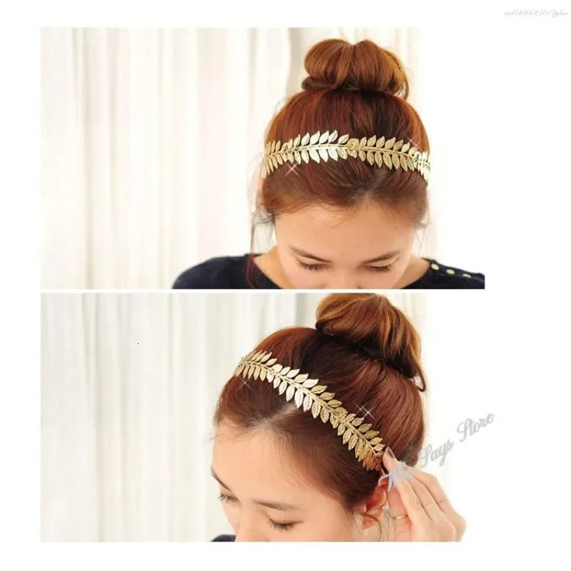 Baroque Golden Metal Leaf Headband Headpiece Crown tiaras Headdress Roman Goddess Greek Hair Jewelry Bride Wedding Accessories 241122