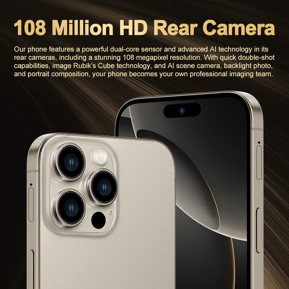 i16 Pro Max Mobile Phone 7.3-inch HD Screen, 14 ,Snapdragon8 Gen 3 CPU,16GB+1TB Android Phone,50MP+100MP Camera Pixels, 8000mAh Battery, 5G Dual SIM C