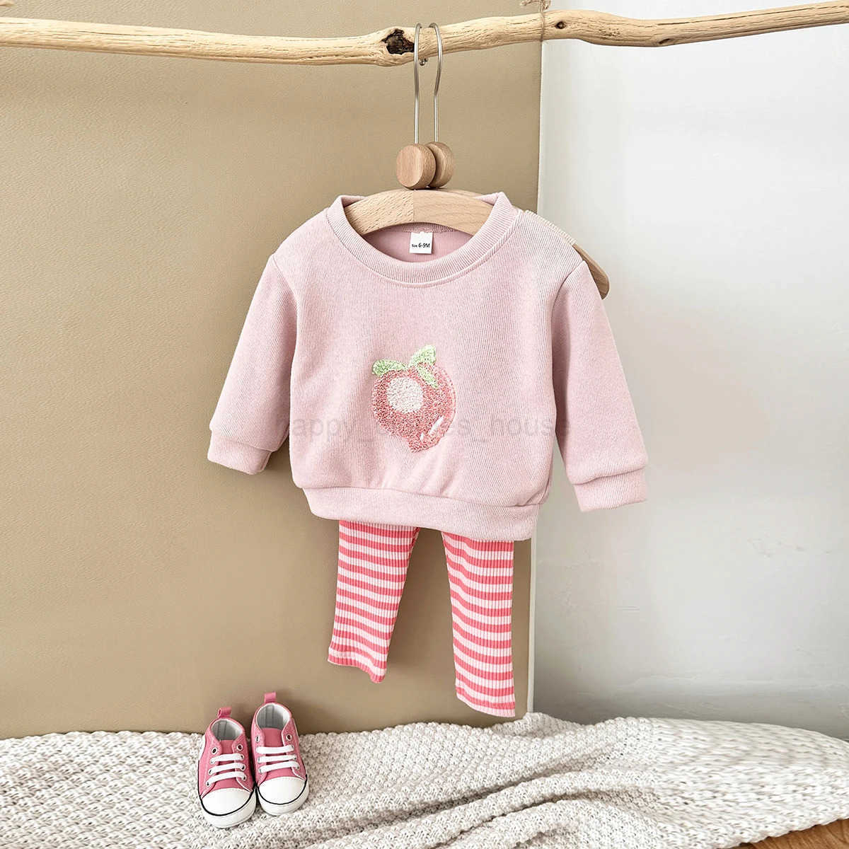 Autumn Baby Girls Suit Childrens Clothing 0-3Y Infant Toddler Boys Sets Long Sleeved Baby Clothes Soft Fruit Pattern PulloverXJ241205