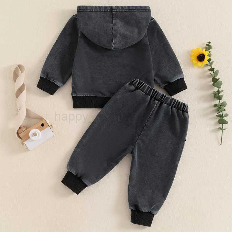 RUEWEY 3 Months to 3 Years Baby Boy Pants Sets Spring Autumn Clothes Denim Long Sleeve Hoodie with Elastic Waist SweatpantsXJ241205