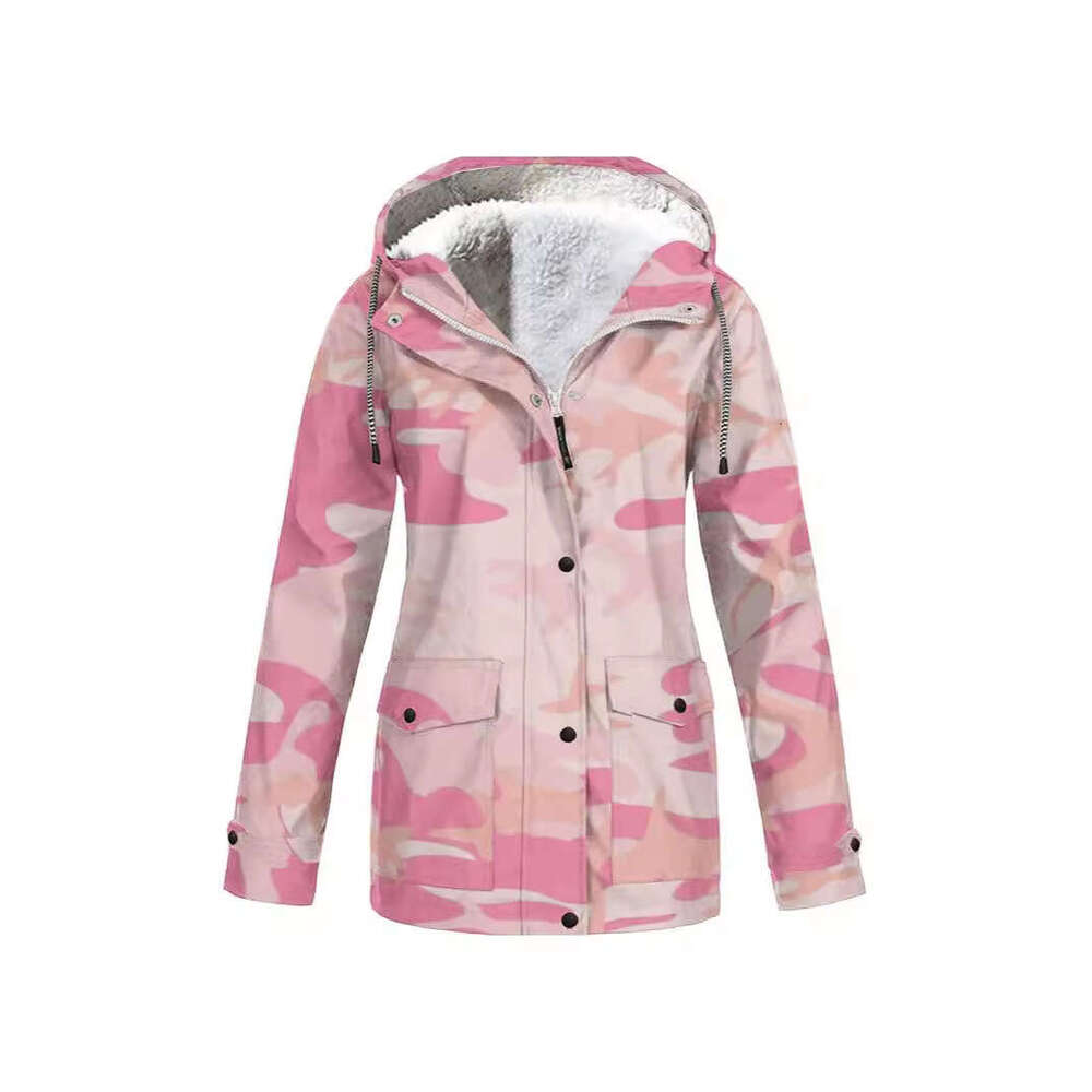 European American hooded camouflage waterproof outdoor jacket for men and women WQKO 2024 new casual versatile fashion clothing