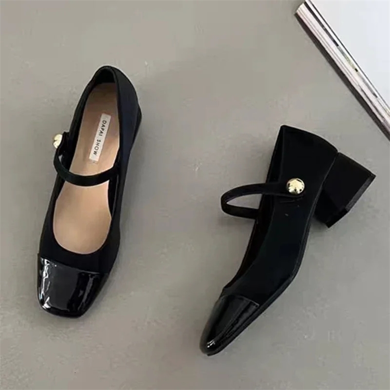 Square Toe Marie Janes High Heels Shoes Summer Women Shallow Shoes Dress Shoes Elegant Pumps Femme 241127