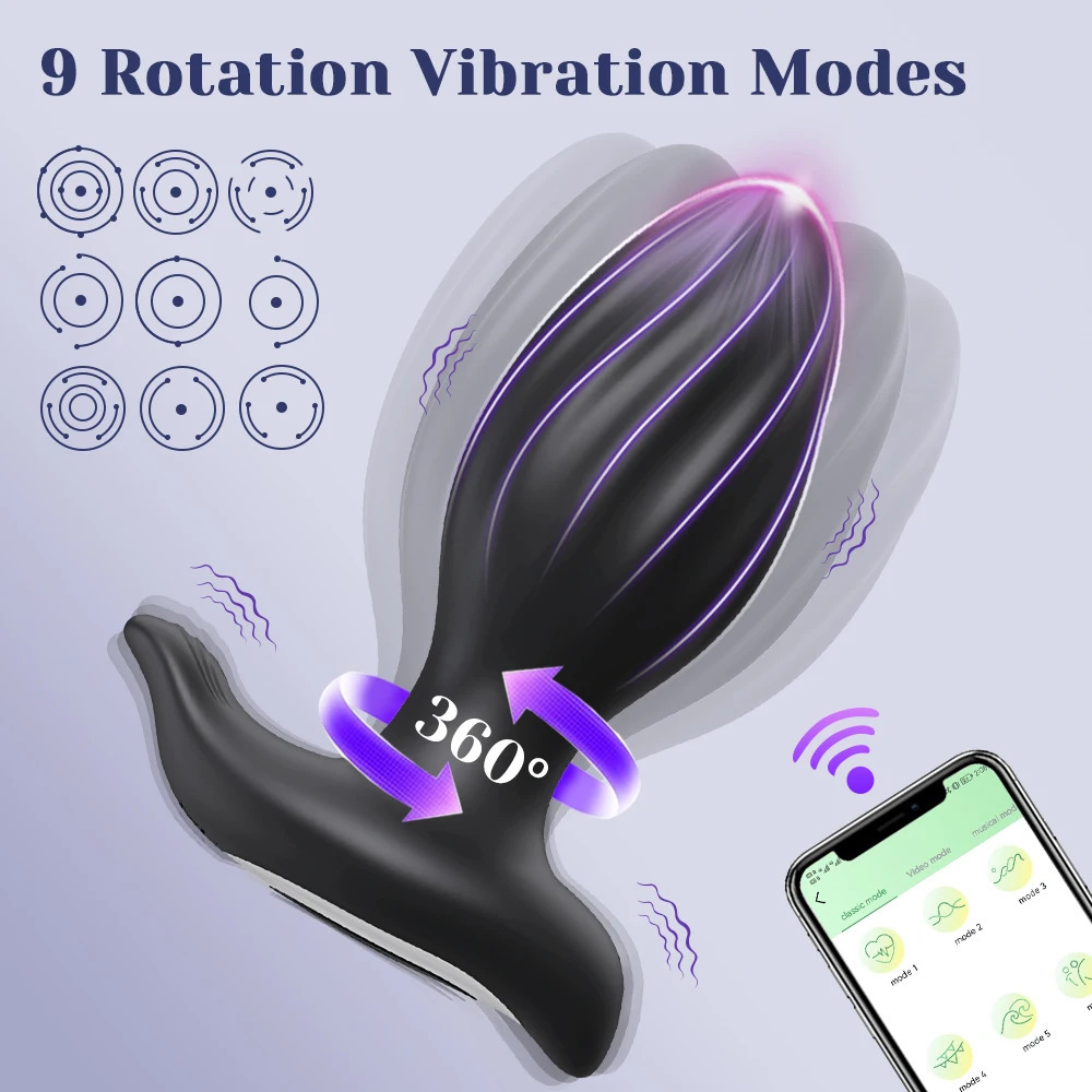 360° Rotation Wireless Control Anal Vibrator APP Bluetooth Butt Plug Men Prostate Massager Male Ass Anal Adult Sex Toys Couples 241205