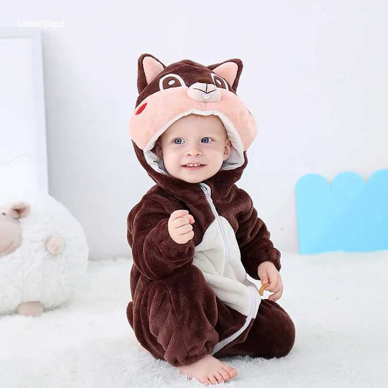 Pajamas Squirrel Romper Baby Boy Girls Pajama Toddlers Winter Outfit Halloween Animal Suit Onesie Festival Party Bebe Clothes Kigurumis H241205