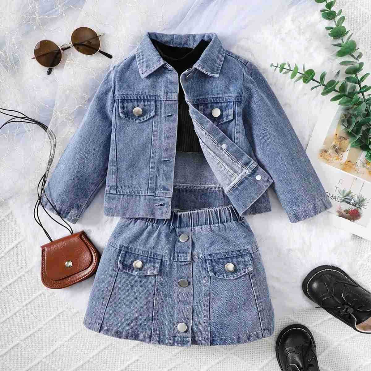 Baby Summer Comfortable Denim Casual Three Piece SetXJ241205