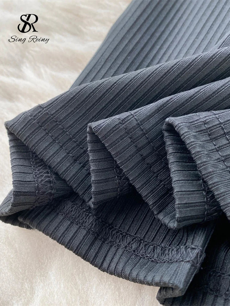 SINGREINY Sensual Camis Female Dress French Sleeveless Lace Up Sheath Dress Women Slim Short Halter Backless Sexy Dress 241205