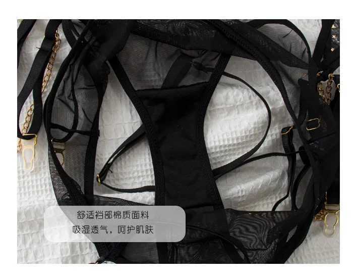 Sexy hot temptation bra breifs sets thin section see-through lingerie girls stars gathered garter three sets of underwearXJ241205