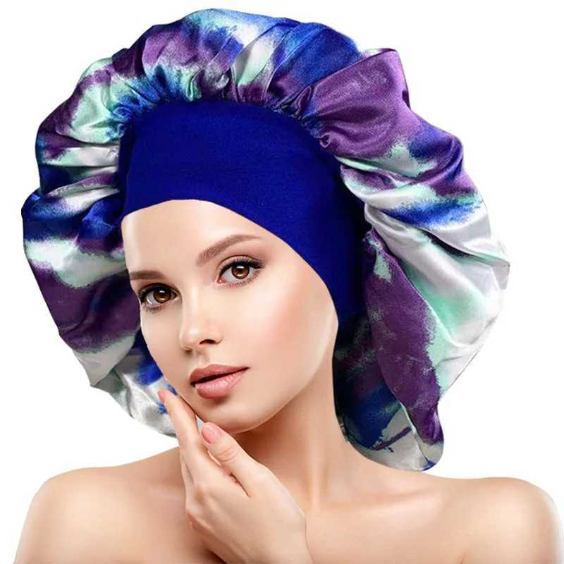 Women Sleeping Hat Night Sleep C Hair Care Bonnet Nightc Color Satin Printing Hair C Chemo Hat for Washing Face Make-upXJ241205