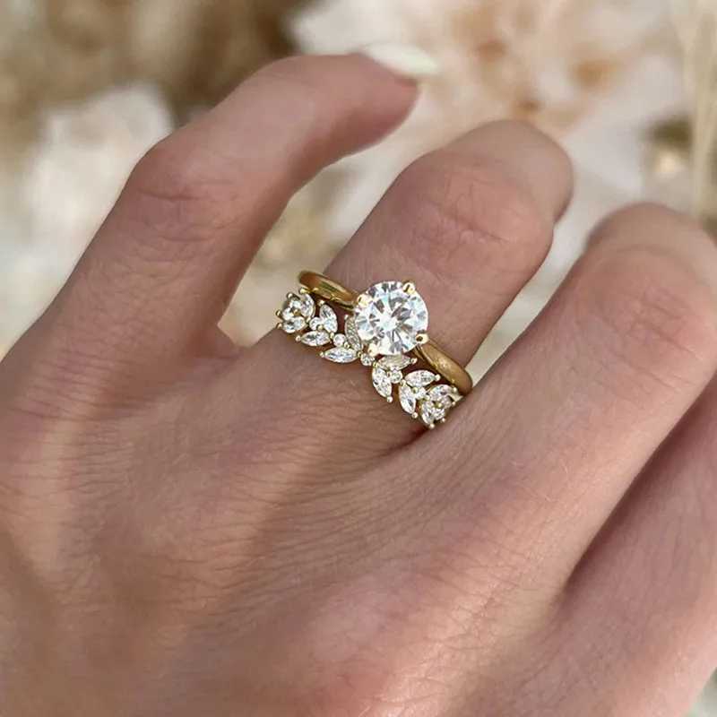 2 pieces/set of elegant womens wedding rings 925 sterling silver finger decoration shiny zirconia engagement jewelry gift W241205