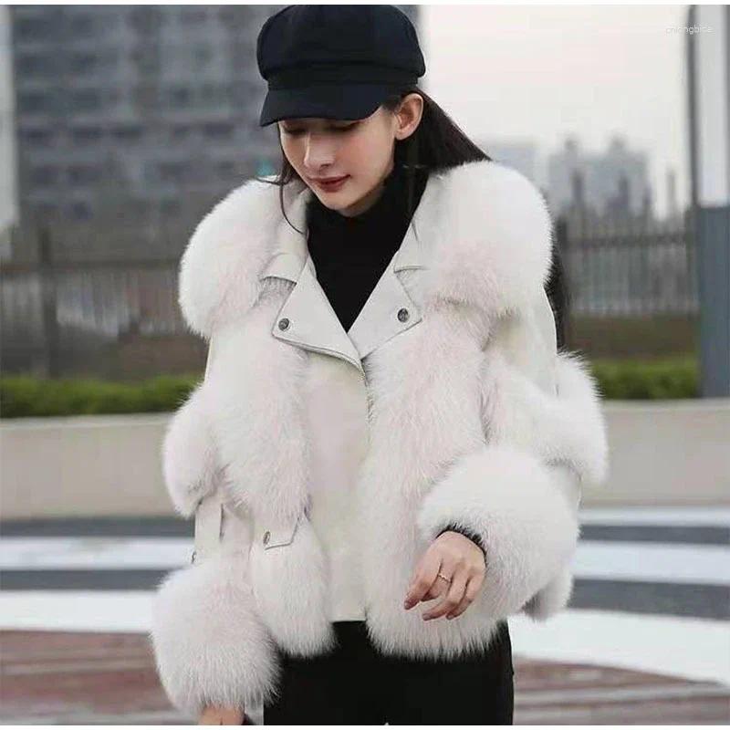 Women's Leather High Quality Imitation Fur Coat Vest Short Clothing Autumn Winter Patchwork Slim Fashion Versatile Warm Female Jackets