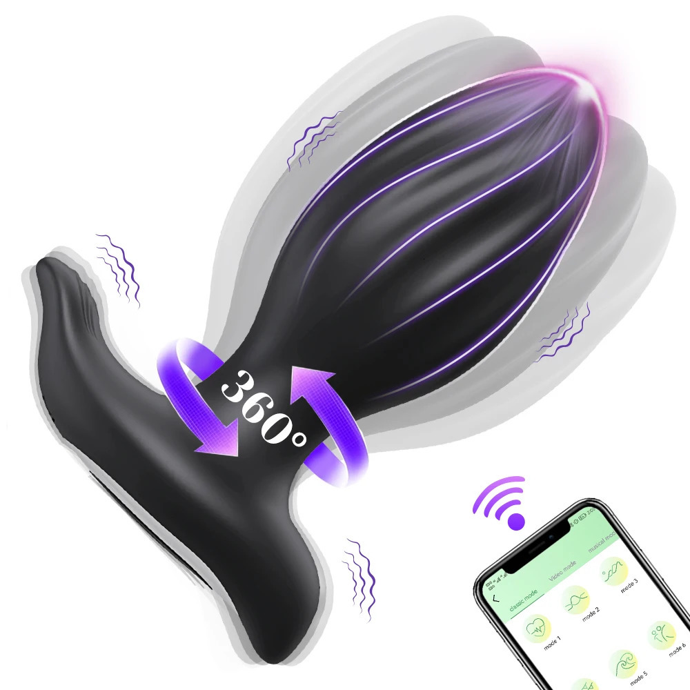 360° Rotation Wireless Control Anal Vibrator APP Bluetooth Butt Plug Men Prostate Massager Male Ass Anal Adult Sex Toys Couples 241205