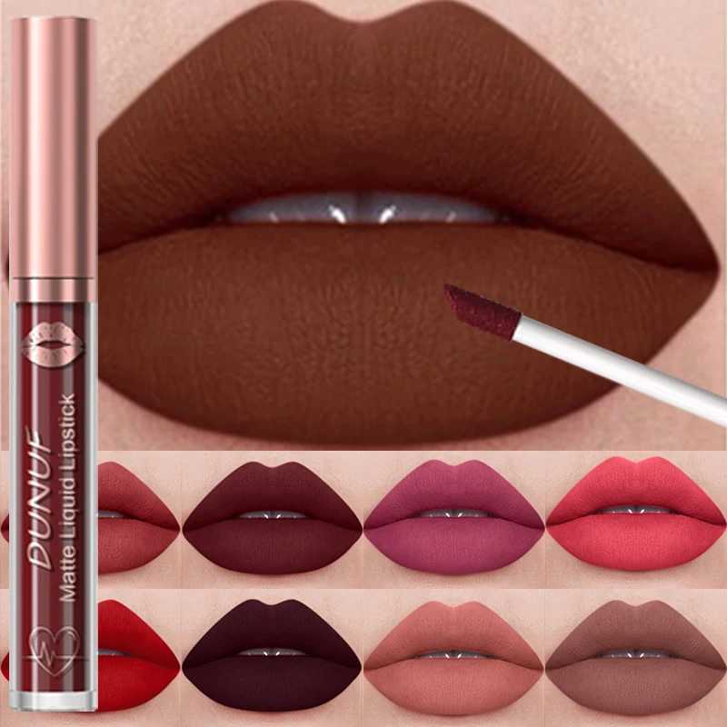 Matte Velvet Lip Gloss Dark Red Brown Lip Glaze Long Lasting Waterproof Liquid Lipstick Natural Moisturizer Transparent Lip OilXJ241205