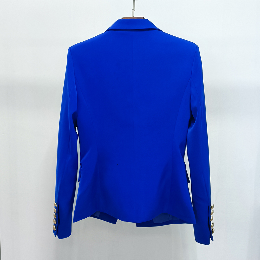 Classic Ladies Career Jacket Slim Fitting Double Breasted Lapel Blazer Royal Blue S-5Xl