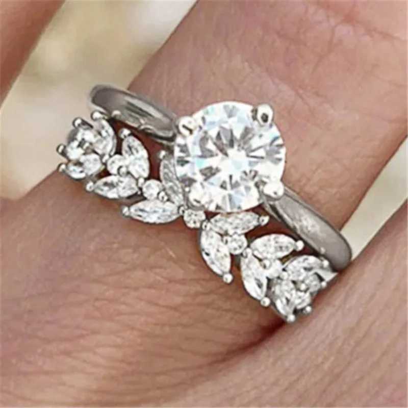 2 pieces/set of elegant womens wedding rings 925 sterling silver finger decoration shiny zirconia engagement jewelry gift W241205