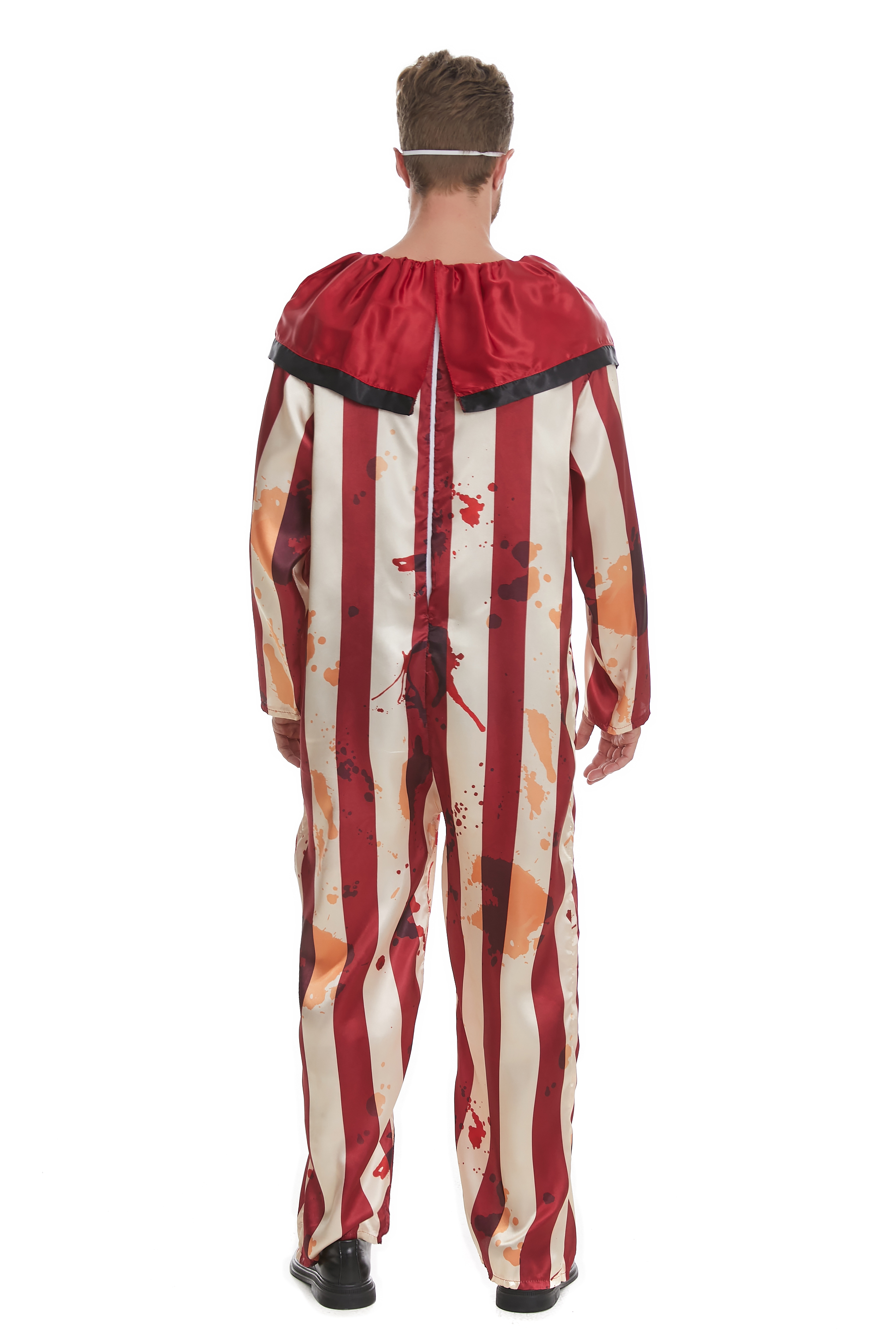 Scary Adult Clown Two-Piece Set with Jumpsuit and Matching Mask - Code Y18405
