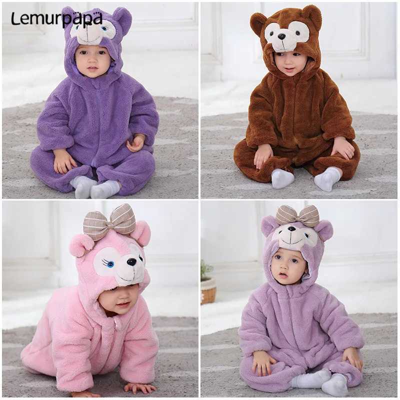 Pajamas Infant Baby Clothes Winter Warm Romper Cartoon Bear Boys Girls ropa de bebe Baby Thicken Soft Jumpsuits Flannel Newborn H241205