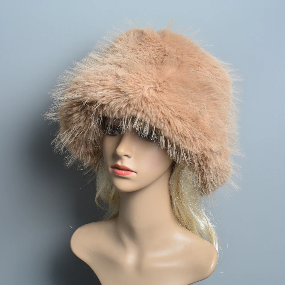 Autumn Winter Womens Raccoon Fur Hat Russian Fur Hat Dome Fashion Thick Donny Windproof Hood Mongolian Fur Hat 241205