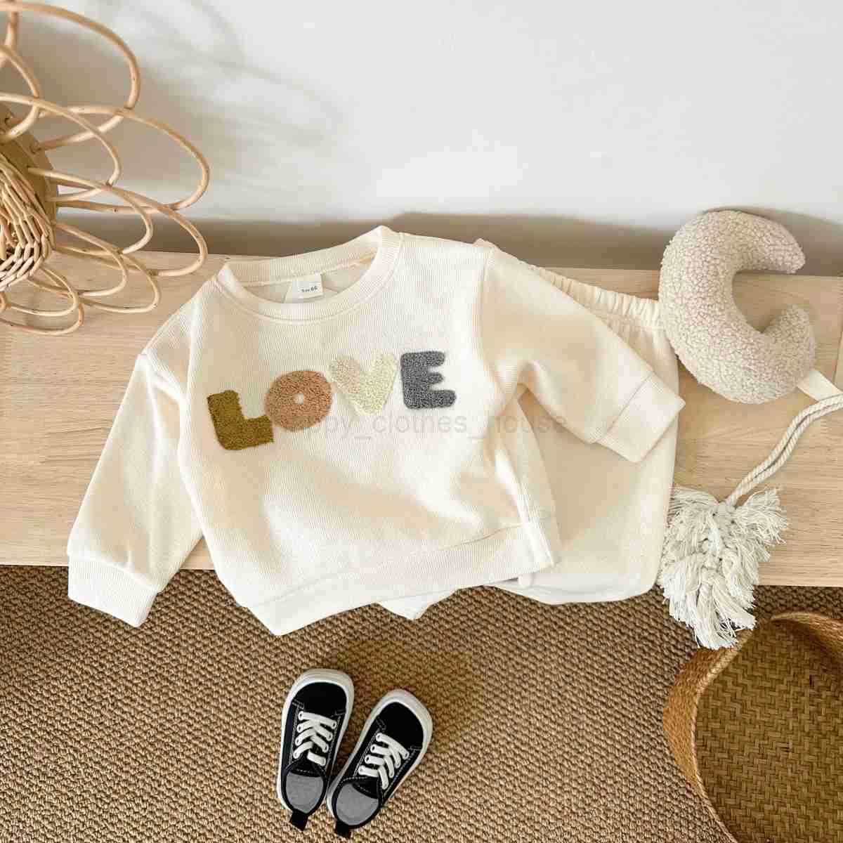 2024 Newborn Baby Boys Clothing Girls Toddler Sweatshirt Letter Long Sleeve+Pants 2PCS Children Set Spring AutumnXJ241205