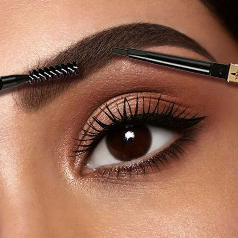 Double sided ultra-fine eyebrow pencil waterproof long wearing eyebrow enhancer 2-in-1 thin pointed sponge brush makeup applicationW241205