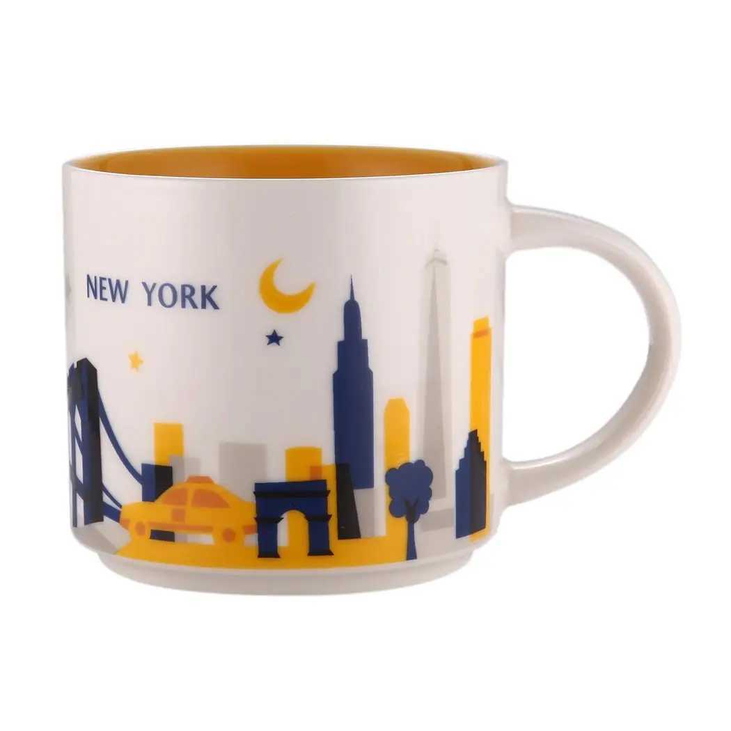 Ins City Cup US City Bone China Cup Global Ceramic Series Japan England London Paris Hawaii Chicago New York City Cup 400ML X241205