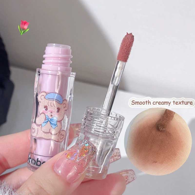 Cute Velvet Matte Cream Lip Gloss Girl Brown Lip Glaze Lasting Lipstick Feather Soft Mist Lip Tint Women Cosmetic Korean MakeupXJ241205