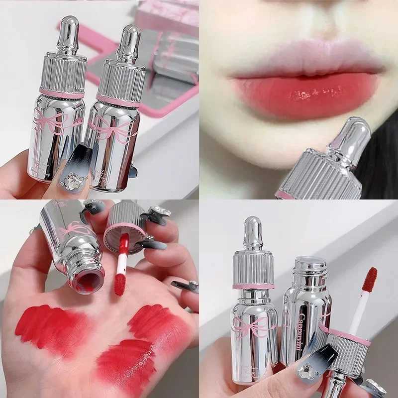 Small Baby Bottle Lipgloss Matte Velvet Lip Gloss Chocolate Color Lipstick Long Lasting Waterproof Lip Makeup Korean CosmeticsXJ241205