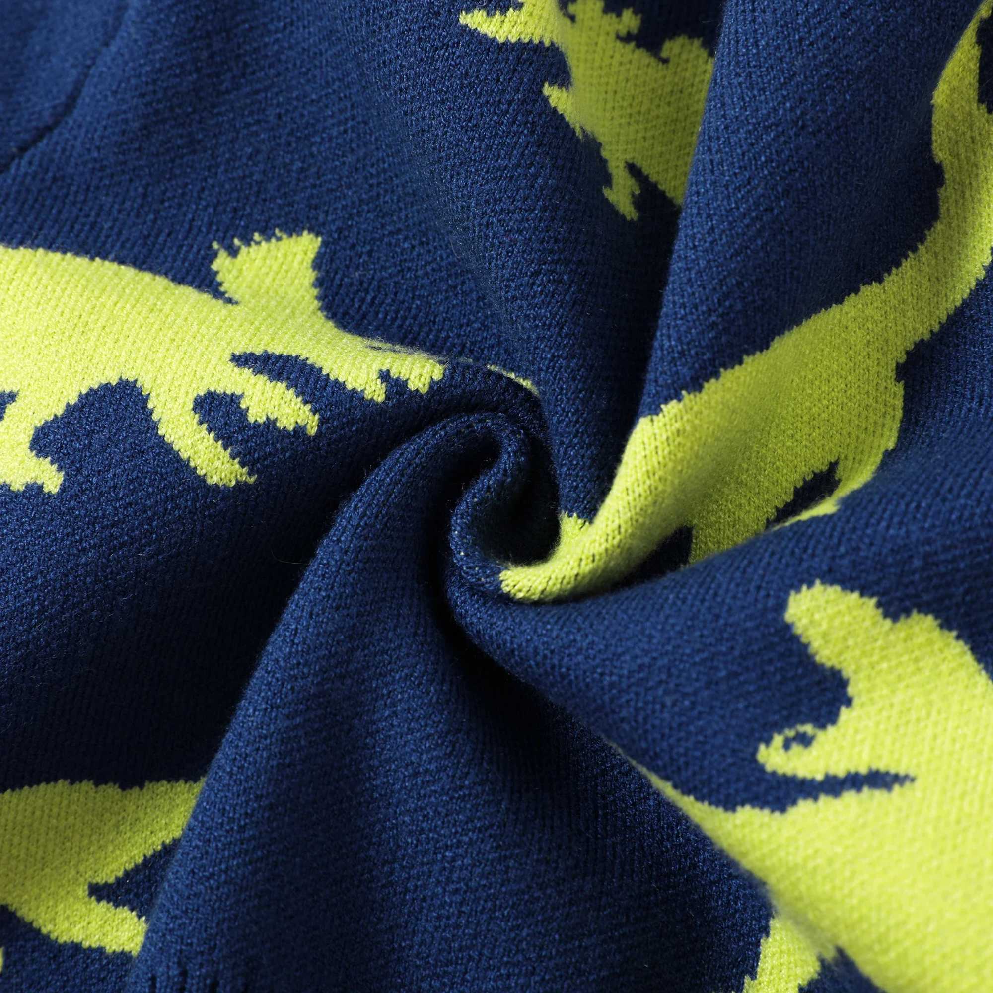 Baby/toddler dinosaur knitted sweater with secret button soft and comfortable perfect for going out W241205