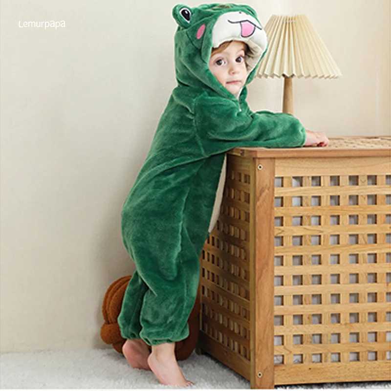 Pajamas Frog Romper Baby Boy Girls Pajama Toddlers Winter Outfit Halloween Animal Suit Onesie Festival Party Bebe Clothes Kigurumis H241205