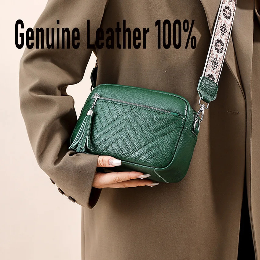 Genuine Leather 100% Shoulder Bag for Women y ner Handbag Purse Trendy Travel Sling Cross Body Casual Messenger 241204