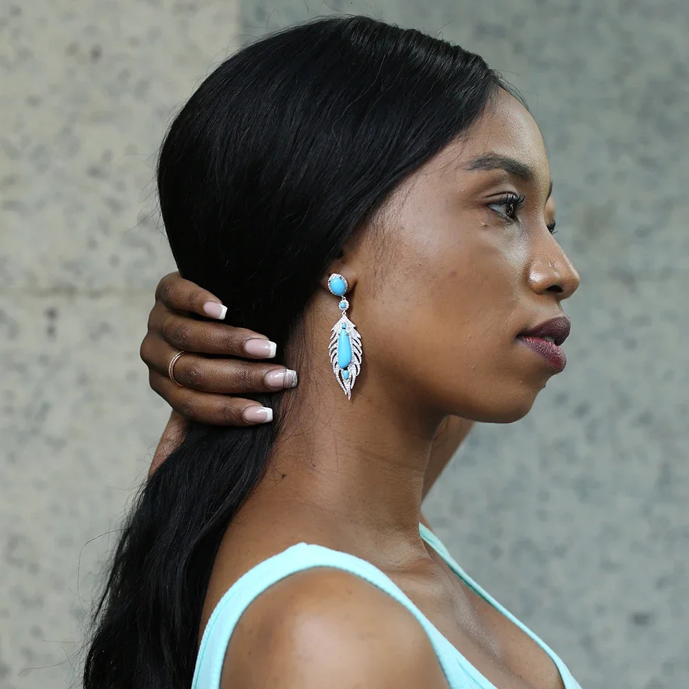 TKJ Bohemian Pendant Earrings Womens Jewelry Retro Beach Party Feather Pendant Earrings 241205