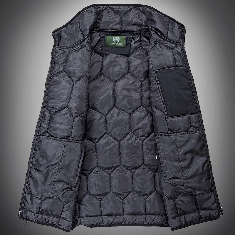 Winter Mens Medium Length Thick Parka Multi Pocket Zipper Solid Military Coat Mens Outdoor Sports Warm and Windproof Ropa De Hombre 241202