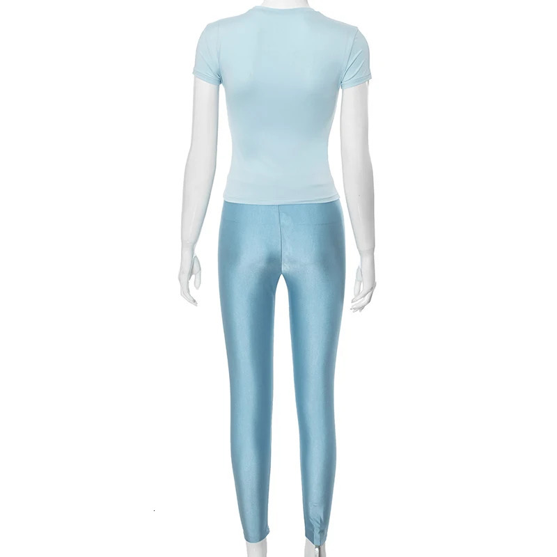 BUILDINGB Women Casual Tracksuit Sport Pants In Matching Two Piece Set Slim Sexy T Shirt Tops Long High Waisted Leggings Pan 241204